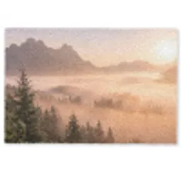 Zonlicht - Mist - Bergen - Bomen Deurmat klein -zkaufland3d