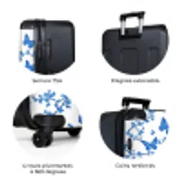 Vlinder - Bloemen - Blauw NBS - Large koffer - Volwassenen Unisex groot -zzzzzzzbolletjes_FR