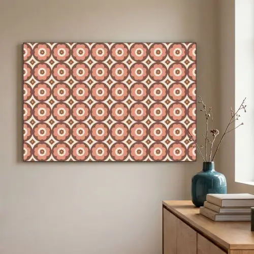 Bloemvormen - Patroon - Roze - Vintage Textielframe zwart klein -sfeer2
