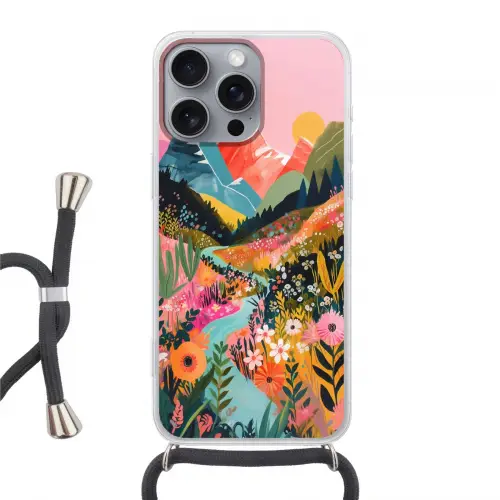 Rivier - Diepte - Bloemen Hoesje iPhone 16 Pro Max met koord klein -3d