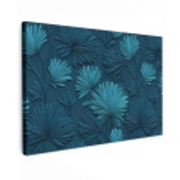 Bladeren - Reliëf - Patroon - Oceaanblauw - Modern Tuinposter op houten frame 2 cm dik klein 845 -3d