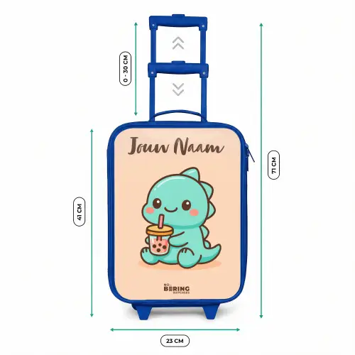 Kawai - Dino - Bubbletea Kinderkoffer - Blauw klein -productfoto_formaten