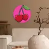 Kers - Roze - Fruit Wandcirkel kunststof plaat 5mm dik klein -sfeer1