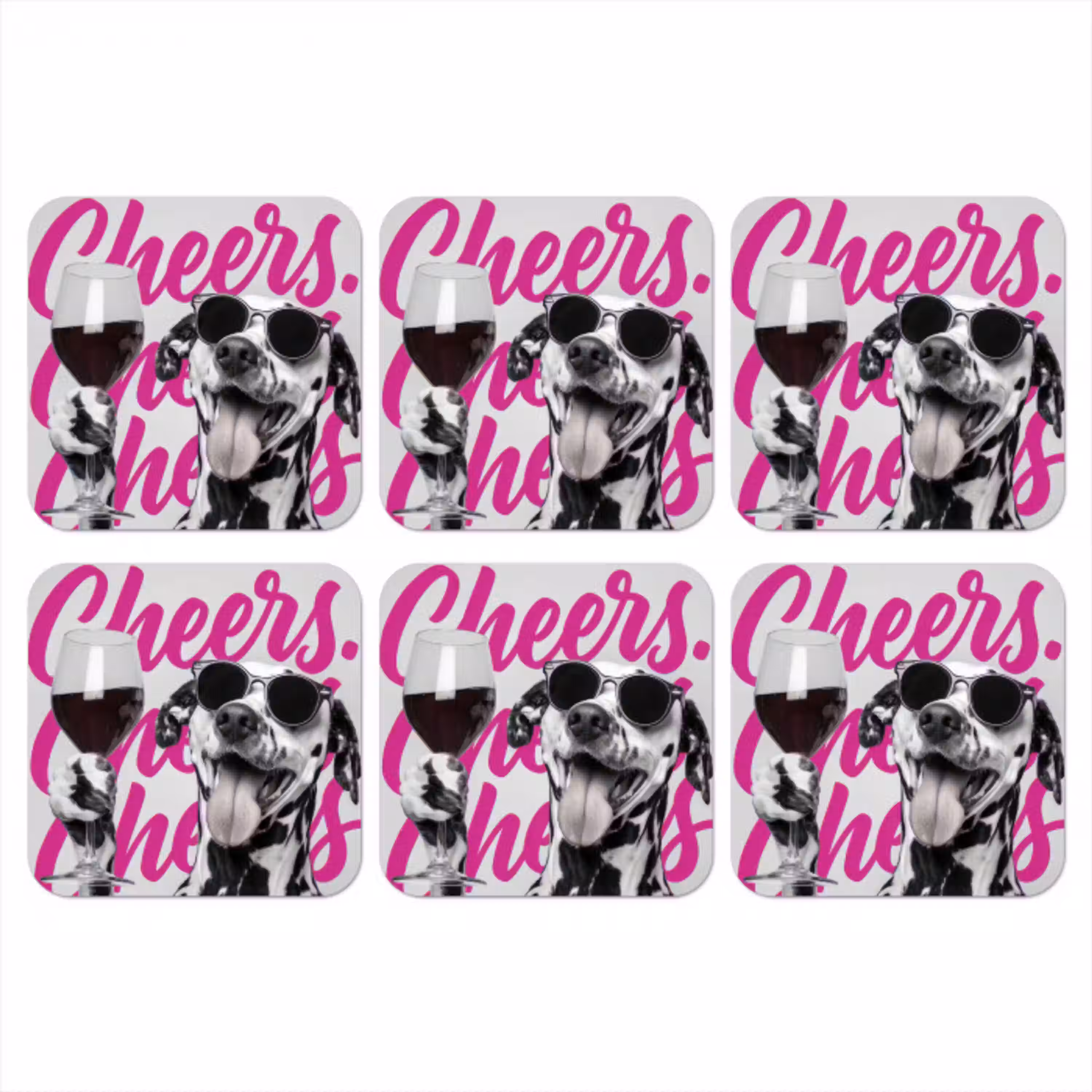 Cheers - Hond - Roze - Wijn onderzetter kurk middel -3d