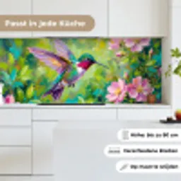 Kolibrie - Bloemen - Natuur - Kleurrijk keuken achterwand 2 middel -sfeer4_DE