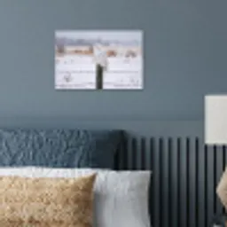 Sneeuwuil - Hek - Sneeuw - Wit poster papier klein -sfeer2