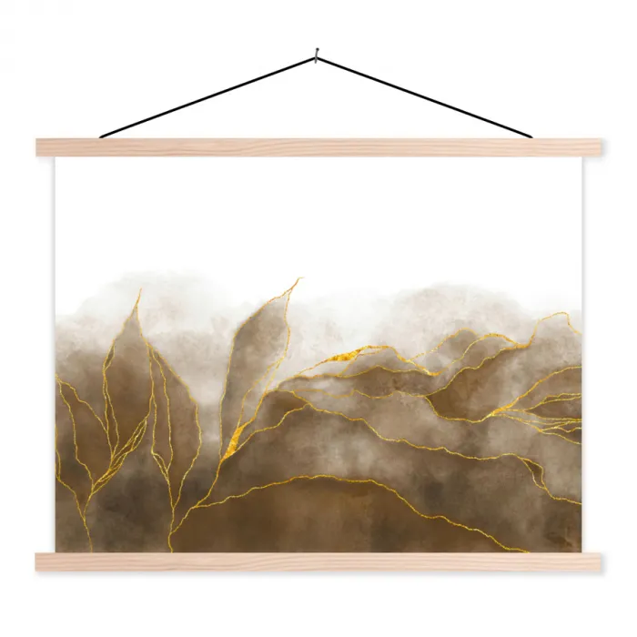 Marmer - Goud - Bruin - Textuur - Marmerlook textielposter latten blank klein -3d