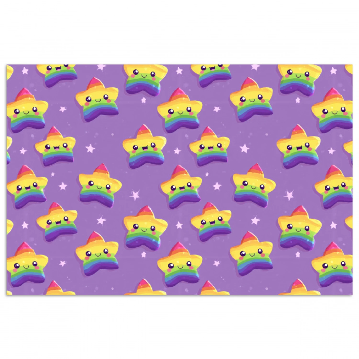 Sterren - Regenboog - Paars poster papier klein 62 -3d