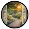 Doorkijk - Bloemen - Natuur - Zon - Pad Fotolijst rond zonder passe partout klein -3d
