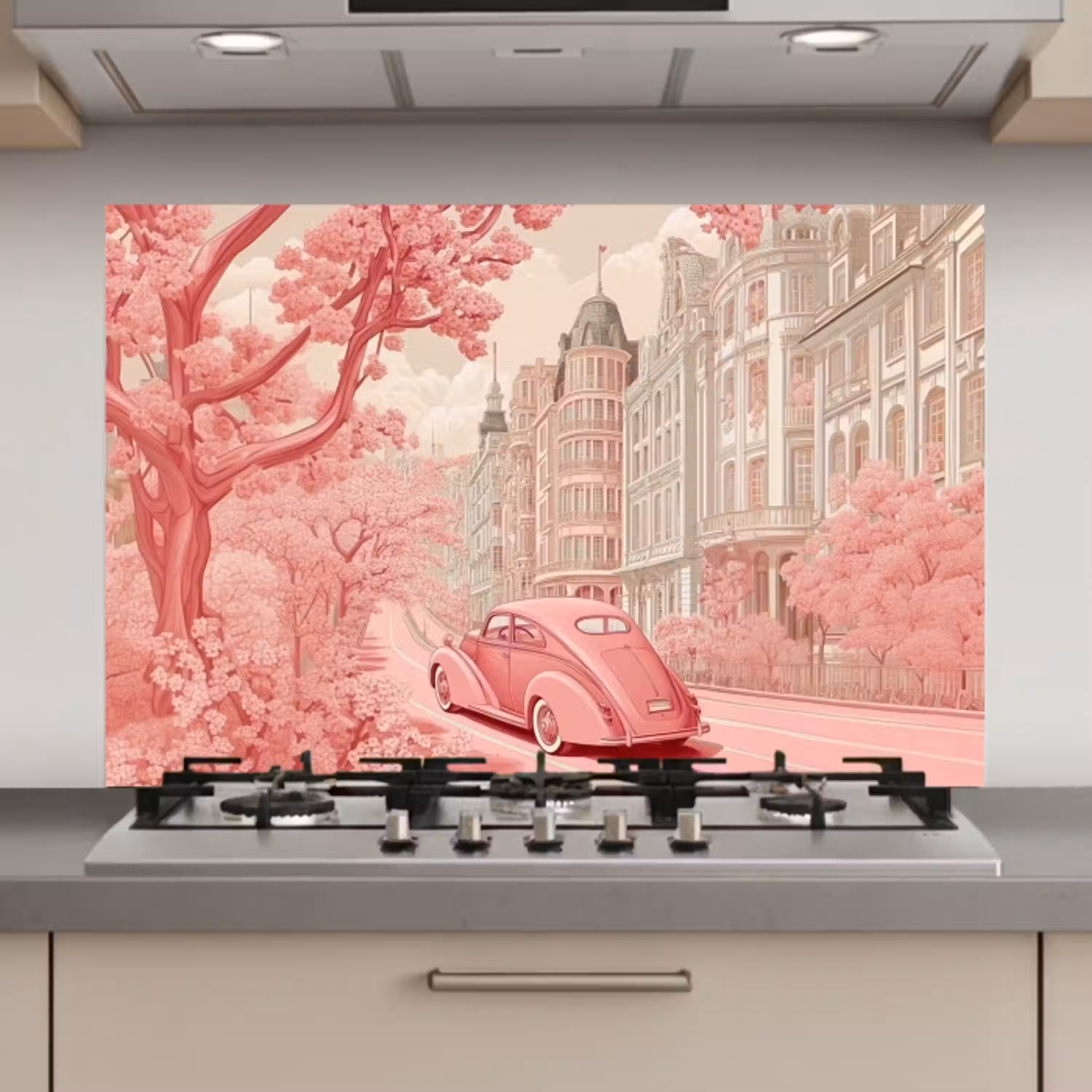 City - Car - Pink keuken achterwand spatscherm klein -3d_website