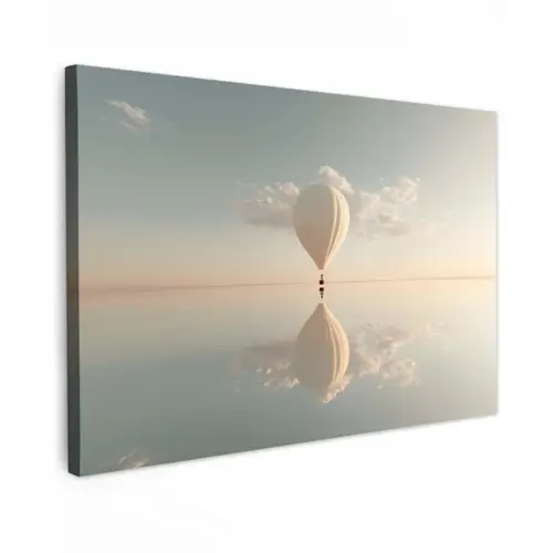Luchtballon - Wolken - Water - Blauw canvas 2cm klein -z3d
