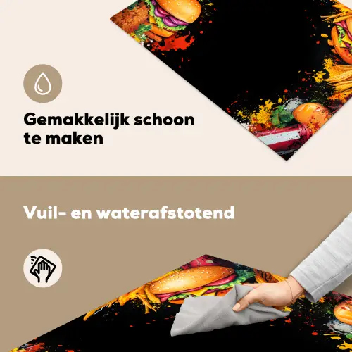 Fastfood - Graffiti - Hamburger - Eten - Modern Inductie beschemer met haakjes klein -ky-schoon-nl