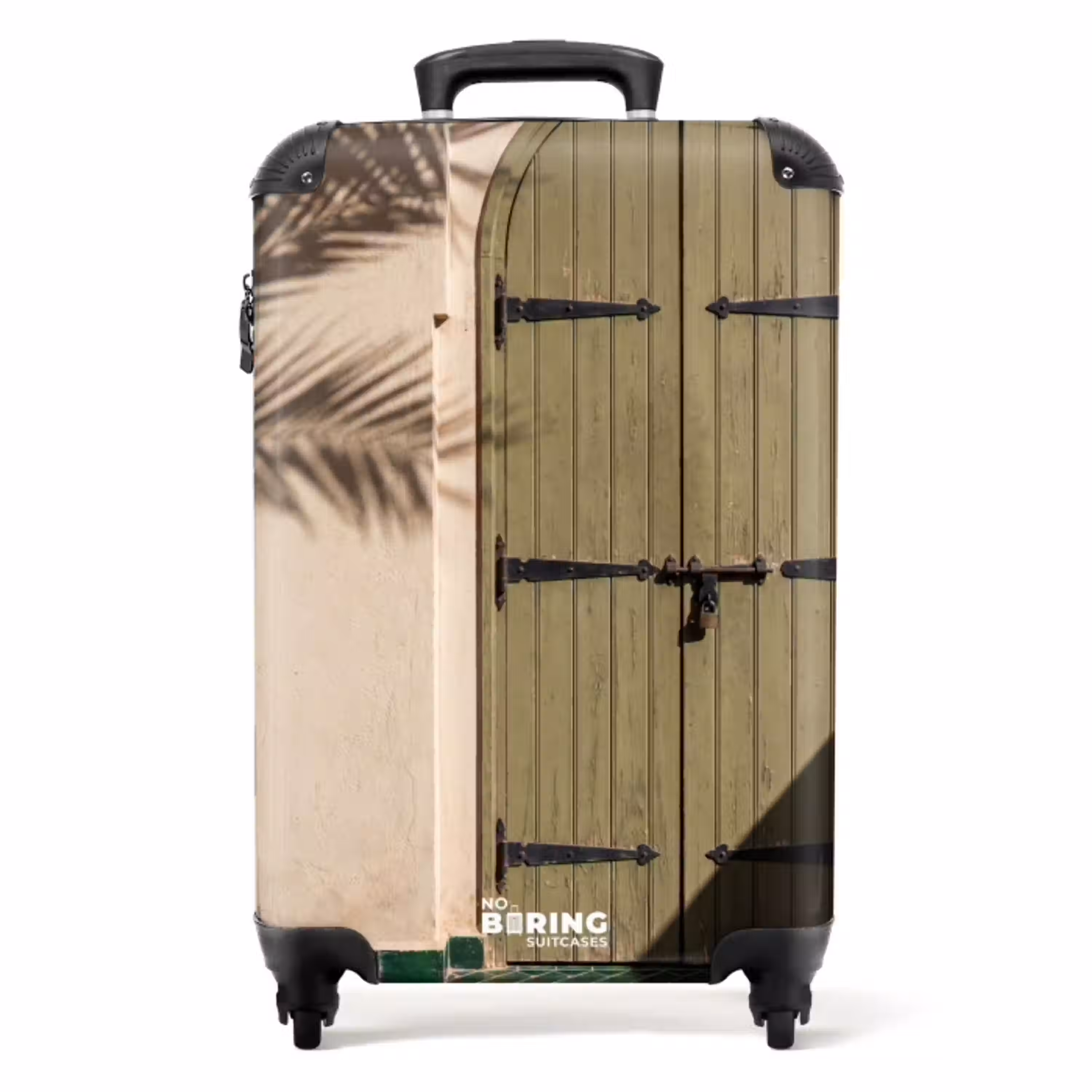 Deur - Hout - Architectuur - Groen - Rustiek NBS - Handbagage koffer - Volwassenen Unisex middel -productfoto_recht