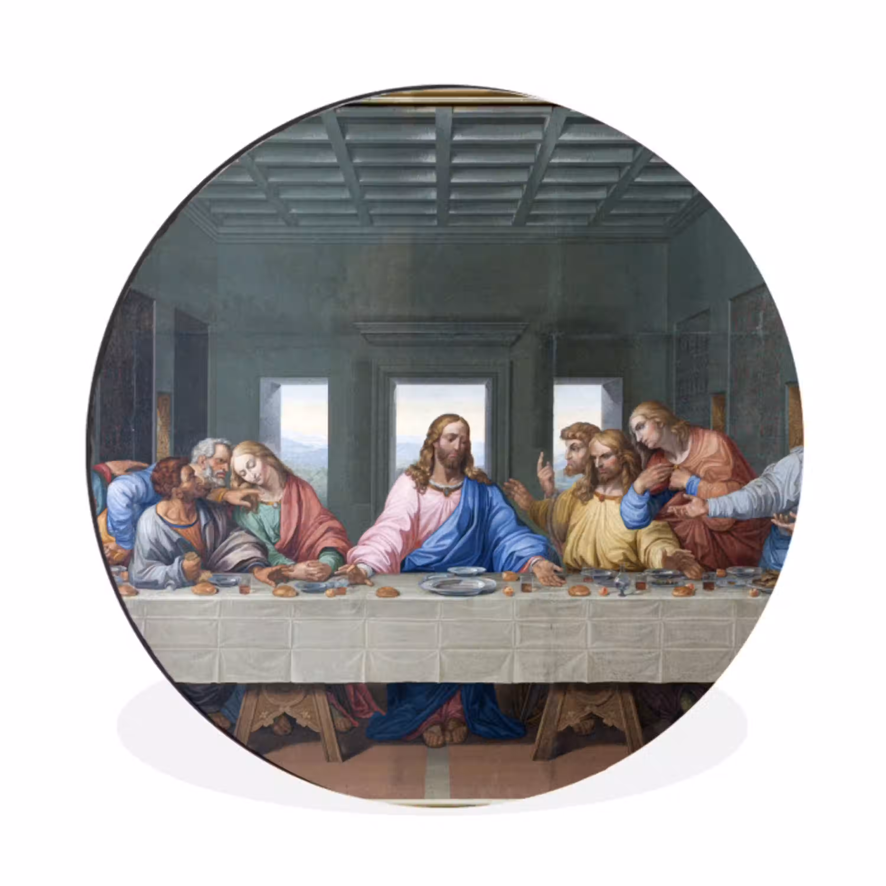 Het laatste avondmaal - Leonardo da Vinci Wandcirkel aluminium klein -3d