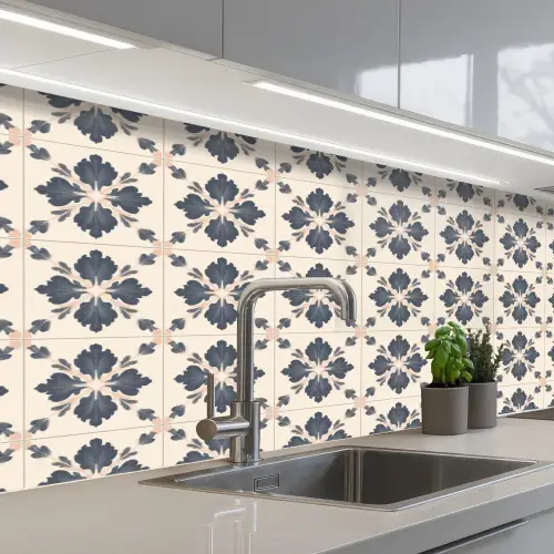 Bladvorm - Klassiek - Kleurrijk keuken achterwand 2 middel 871 -3d_schuin