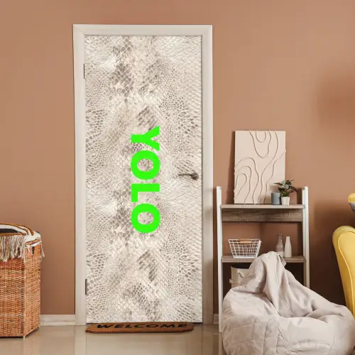 YOLO - Groen - Neon - Slangenprnt deurposter klein -sfeer1