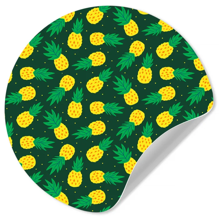 Donkergroen - Ananas - Bladeren Wandcirkel behangsticker klein 186 -3d