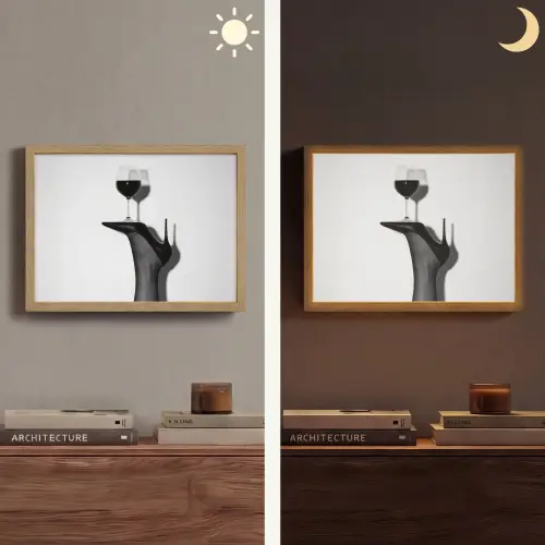 Hak - Wijn - Minimalistisch - Zwart Light Box met batterij (Wandlamp) middel -sfeer3