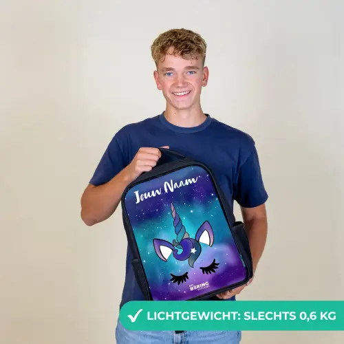 Eenhoorn - Sterrenhemel - Blauw Rugzak - Zwart middel -sfeer7_NL