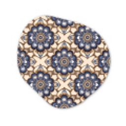 Floraal - Ornament - Blauw Wandcirkel Organisch Aluminium middel 851 -3d