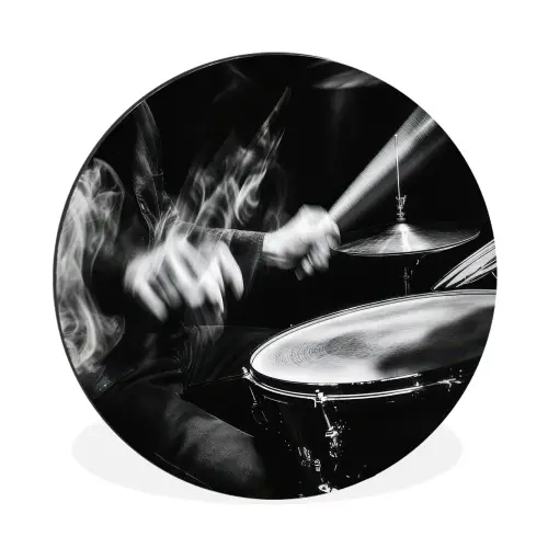Drummer - Zwart - Drumstel Wandcirkel aluminium klein -3d