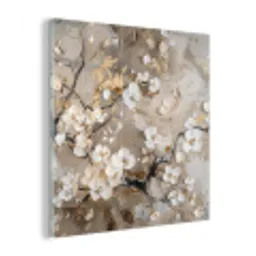 Bloemen - Wit - Goud - Beige  - Luxe plexiglas 5mm klein -z3d