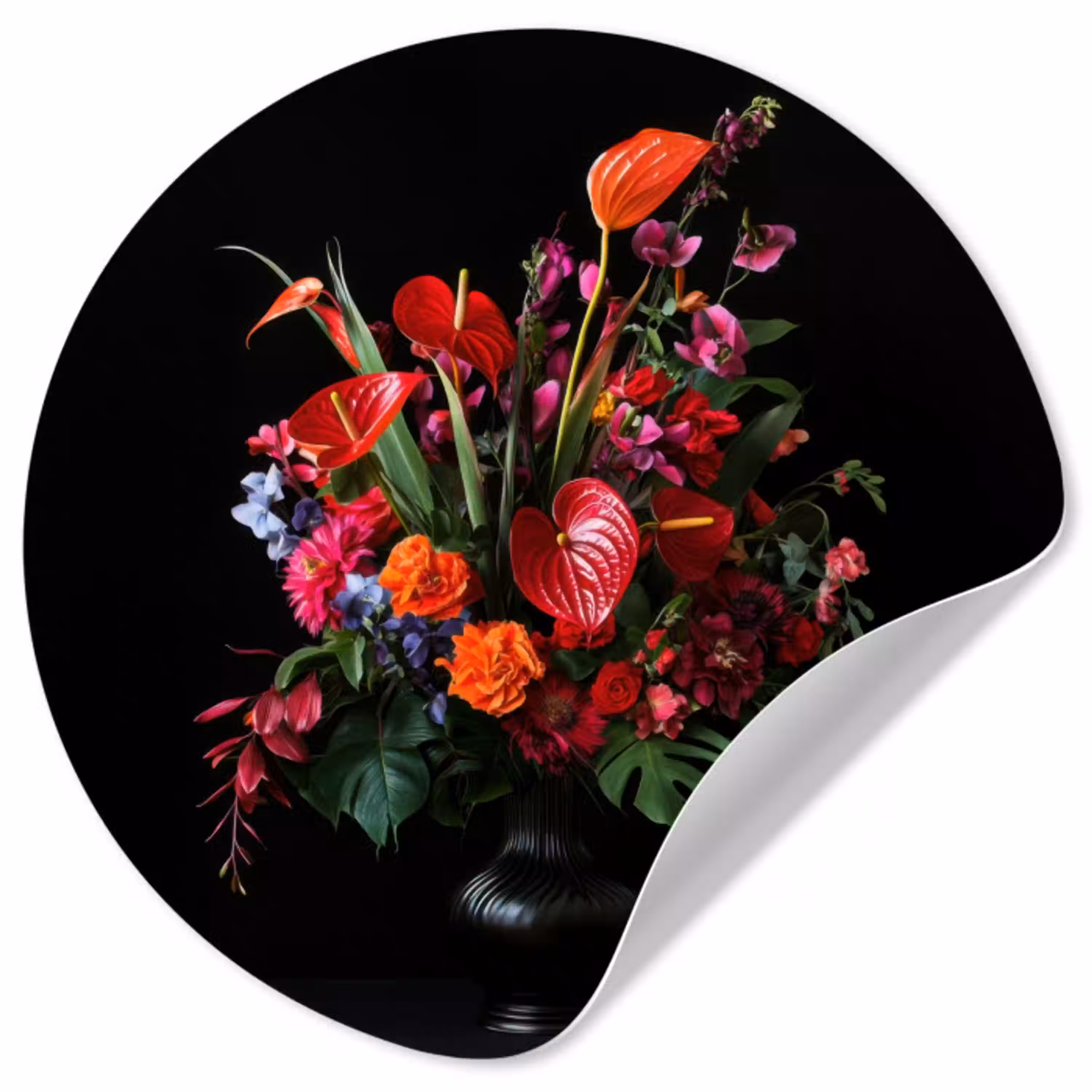 Bloemen - Boeket - Sierlijk Wandcirkel behangsticker klein -3d