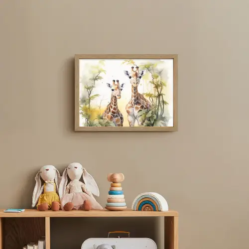 Giraffe - Wilde dieren - Natuur - Kinderen Light Box met batterij (Wandlamp kind) middel -sfeer2_kind