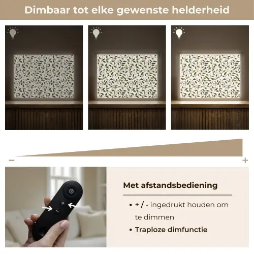 Bladeren - Bessen - Roze Light Box met batterij (Wandlamp) middel 907 -USP_dimbaarNL