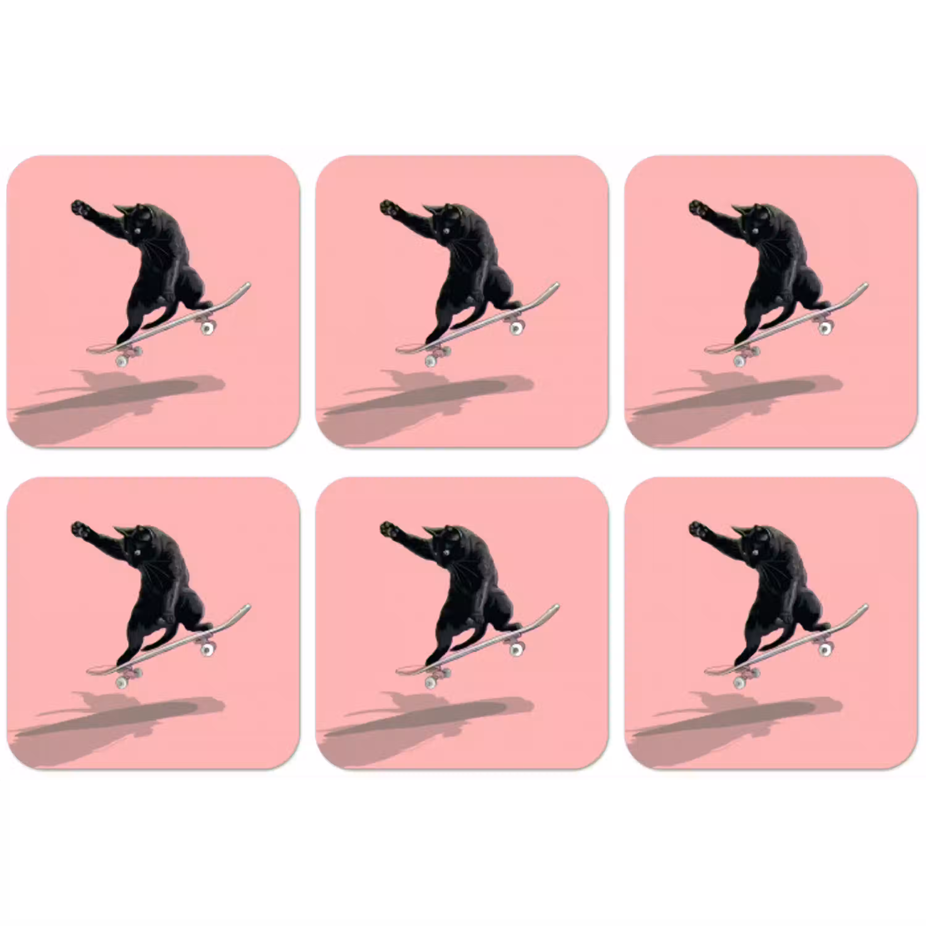 Kat - Skateboard - Roze onderzetter kurk middel -zkaufland3dotto