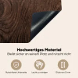 Houtnerf - Textuur - Patroon - Bruin - Rustiek Inductie beschemer met haakjes klein -ky-onderkant-de