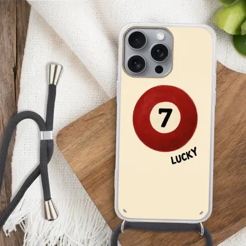 Cirkel - Zeven - Lucky - Rood Hoesje iPhone 16 Pro Max met koord klein -sfeer4