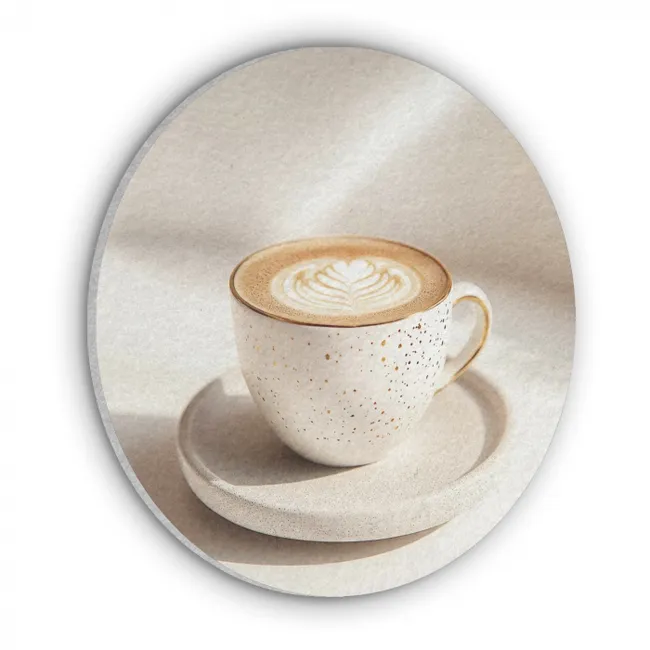 Akoestisch schilderij rond - Cappuccino - Schuim - Schotel - Beige