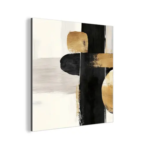 Vormen - Penseelstreken - Abstract - Goud aluminium wit klein -3d