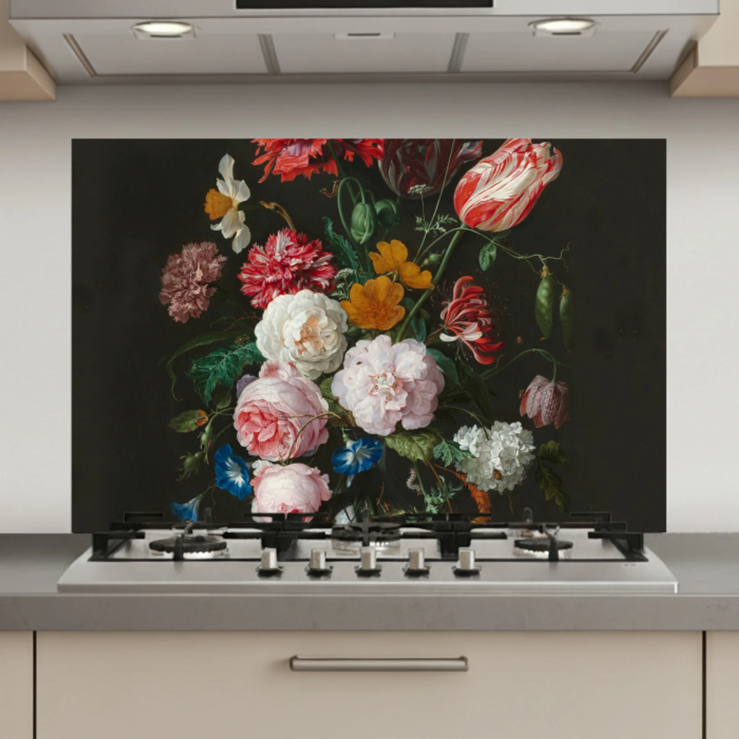 Stilleven met bloemen in een glazen vaas - Schilderij van Jan Davidsz. de Heem keuken achterwand spatscherm klein -3d_website