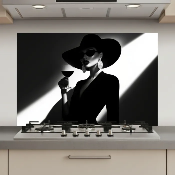 Vrouw - Wijn - Chic keuken achterwand spatscherm klein -3d_website