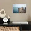 Houten steiger - Helderblauwe lucht poster papier klein -sfeer1