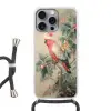 Roze kuifkaketoe - Tak met vruchten - Bladeren Hoesje iPhone 16 Pro Max met koord klein -3d