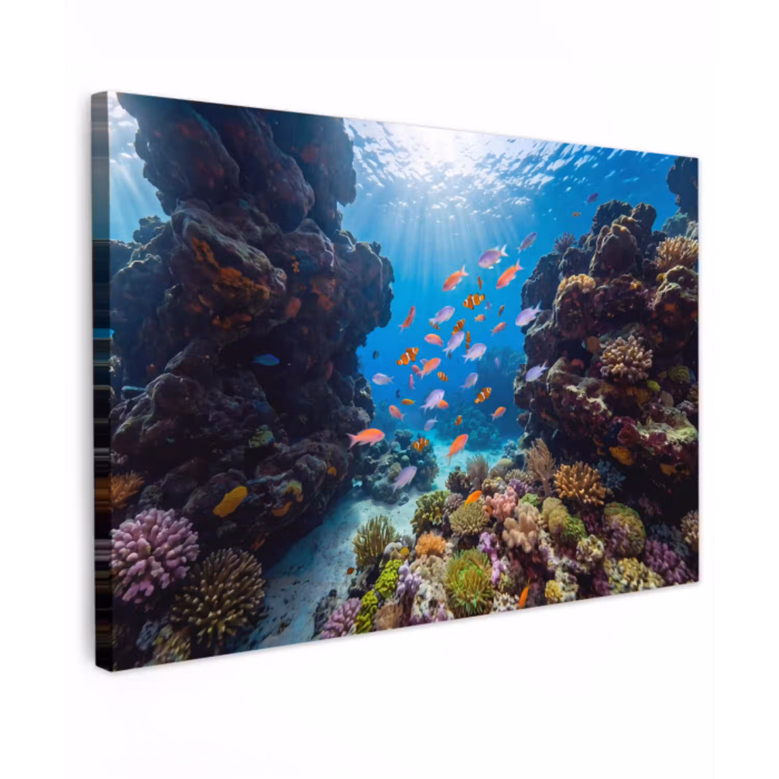 Vis - Koraalrif - Onderwater - Levendig - Blauw canvas 2cm klein -z3d