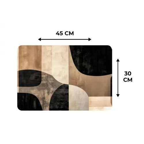 Abstract - Vlakken - Zwart - Rond Placemat vinyl groot -specs