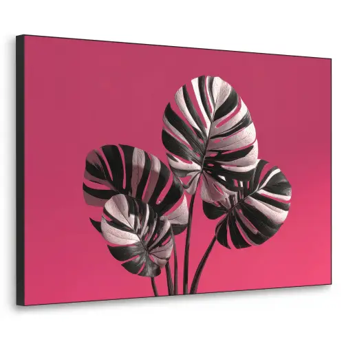 Bladeren - Rond - Roze Textielframe zwart klein -3d