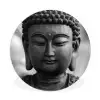 Boeddha - Grijs - Spiritualiteit - Buddha beeld - Religie Wandcirkel kunststof plaat 5mm dik klein -3d