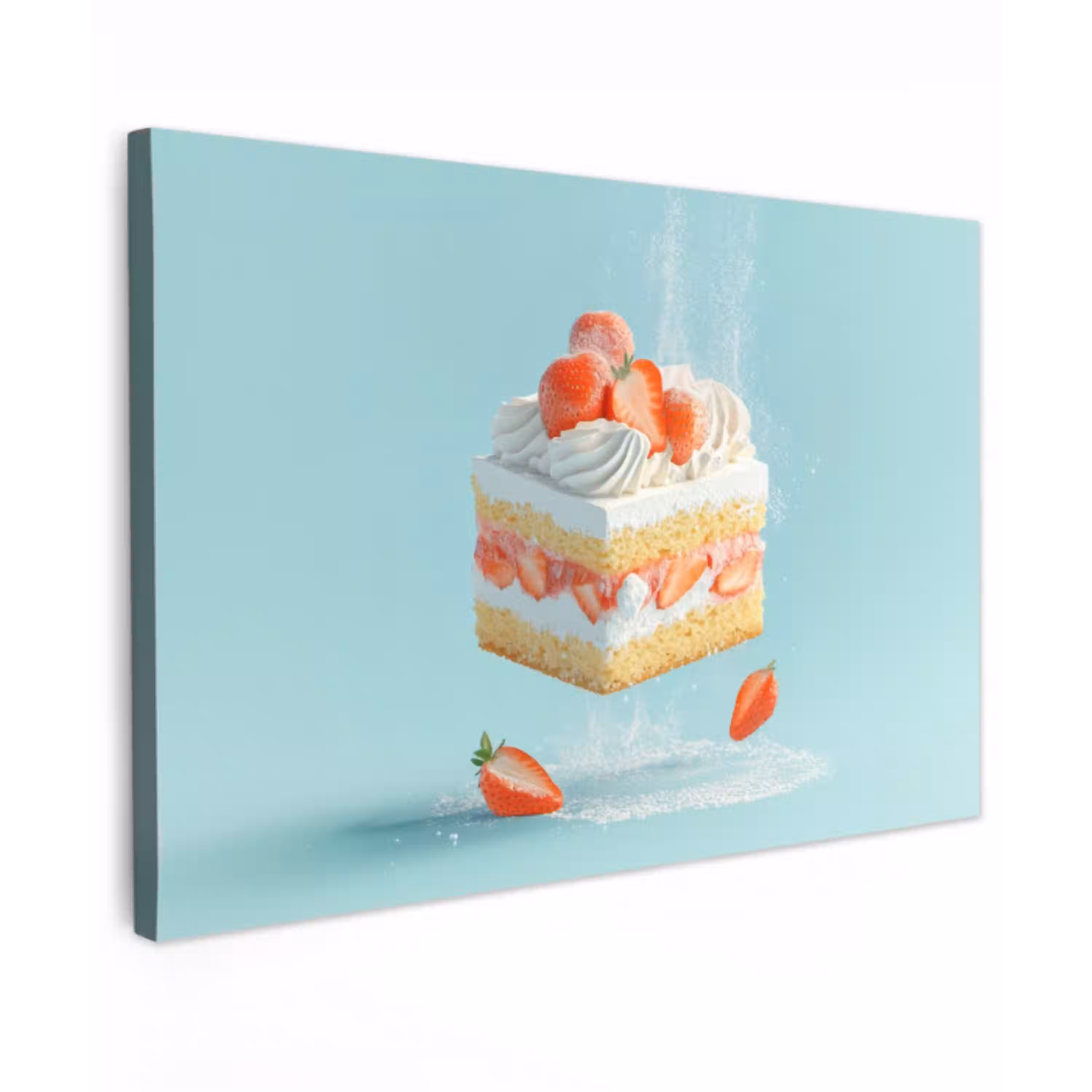 Slagroom - Taart - Blauw - Eten Tuinposter op houten frame 2 cm dik klein -3d