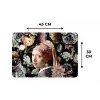 Meisje met de parel - Bloemen - Vermeer - Pastel - Kunstwerk - Schilderij - Oude meesters Placemat vinyl groot -specs