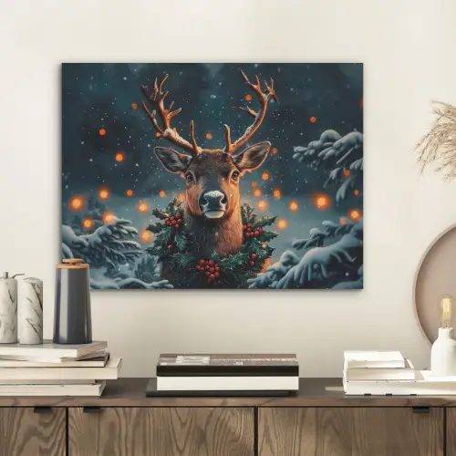 Hert - Kerst - Winter - Sneeuw - Kerstkrans PET vilt klein -sfeer1