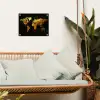 Wereldkaart - Goud - Druipen - Zwart tuinposter los doek klein -sfeer7