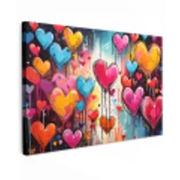 Hartjes - Kleuren - Kunst - Liefde canvas 2cm klein -z3d