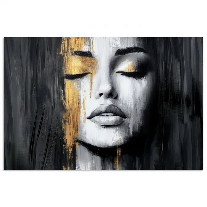 Gezicht - Vrouw - Penseelstreken - Abstract poster papier klein -3d