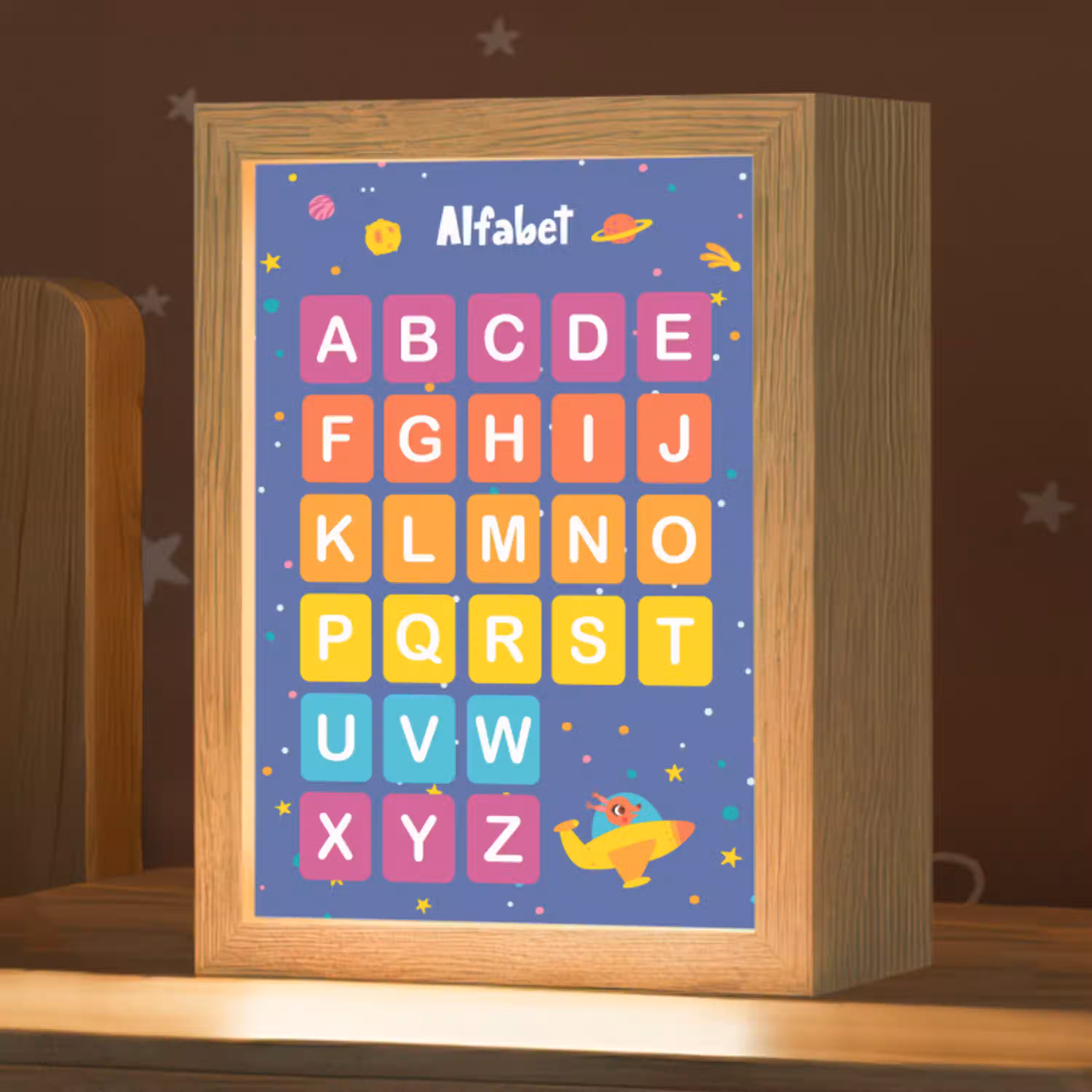 Alfabet - Educatief - Letters leren voor kinderen - Ruimte Light Box met kabel klein -zzz_3d_website