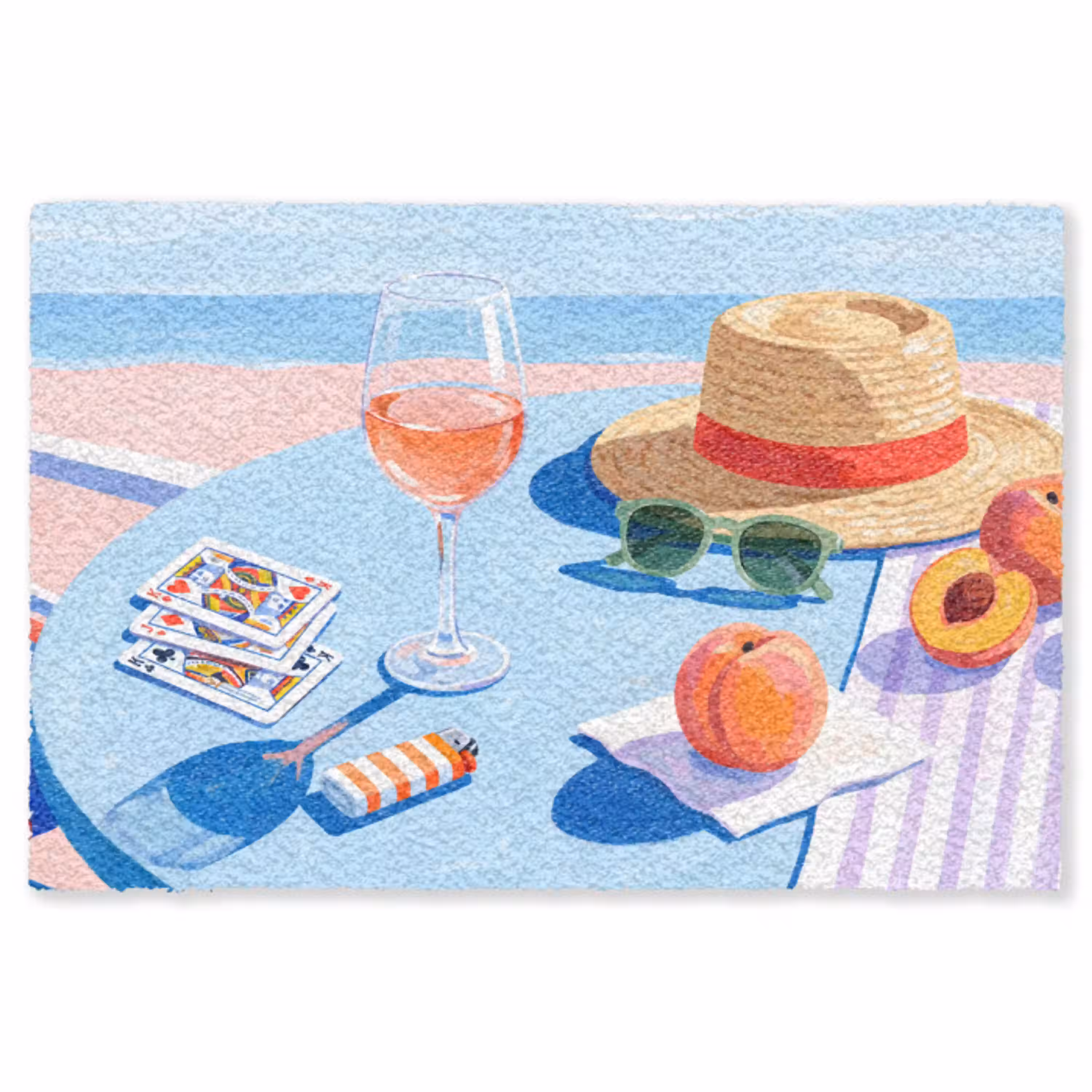 Strand - Picknick - Zomer Vloerkleed Rechthoek klein -3d